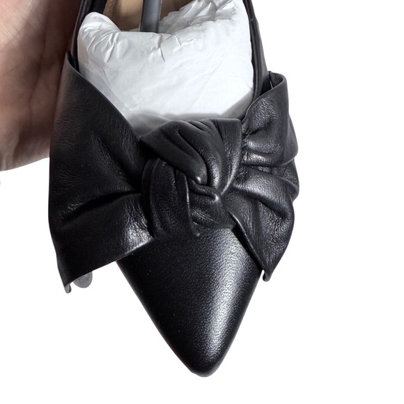 Vince Camuto Bowmel Black Nappa Leather Pointed Toe Bow Flats Mens Size 5M - Picture 9 of 11